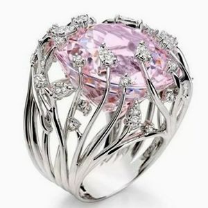 New Huge Pink Sapphire Silver Ring.